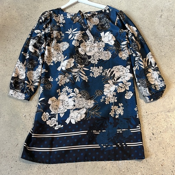 La Fée Maraboutée Blue and Beige Floral Shift Dress - Picture 2 of 11